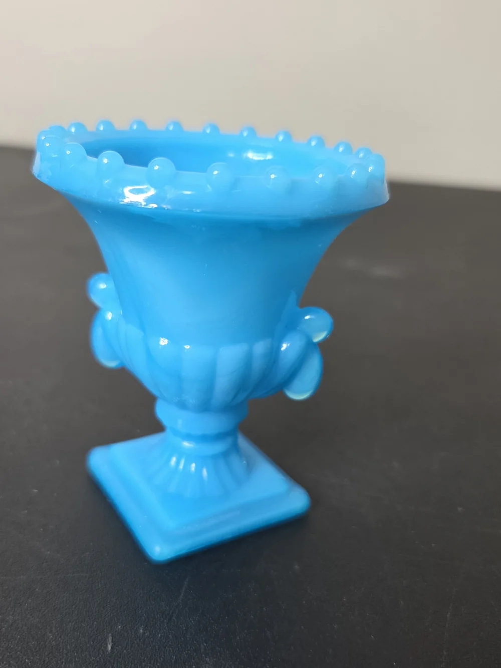 Vintage Vogue Mercantile NYC Blue Slag Milk Glass Toothpick Holder 3.25